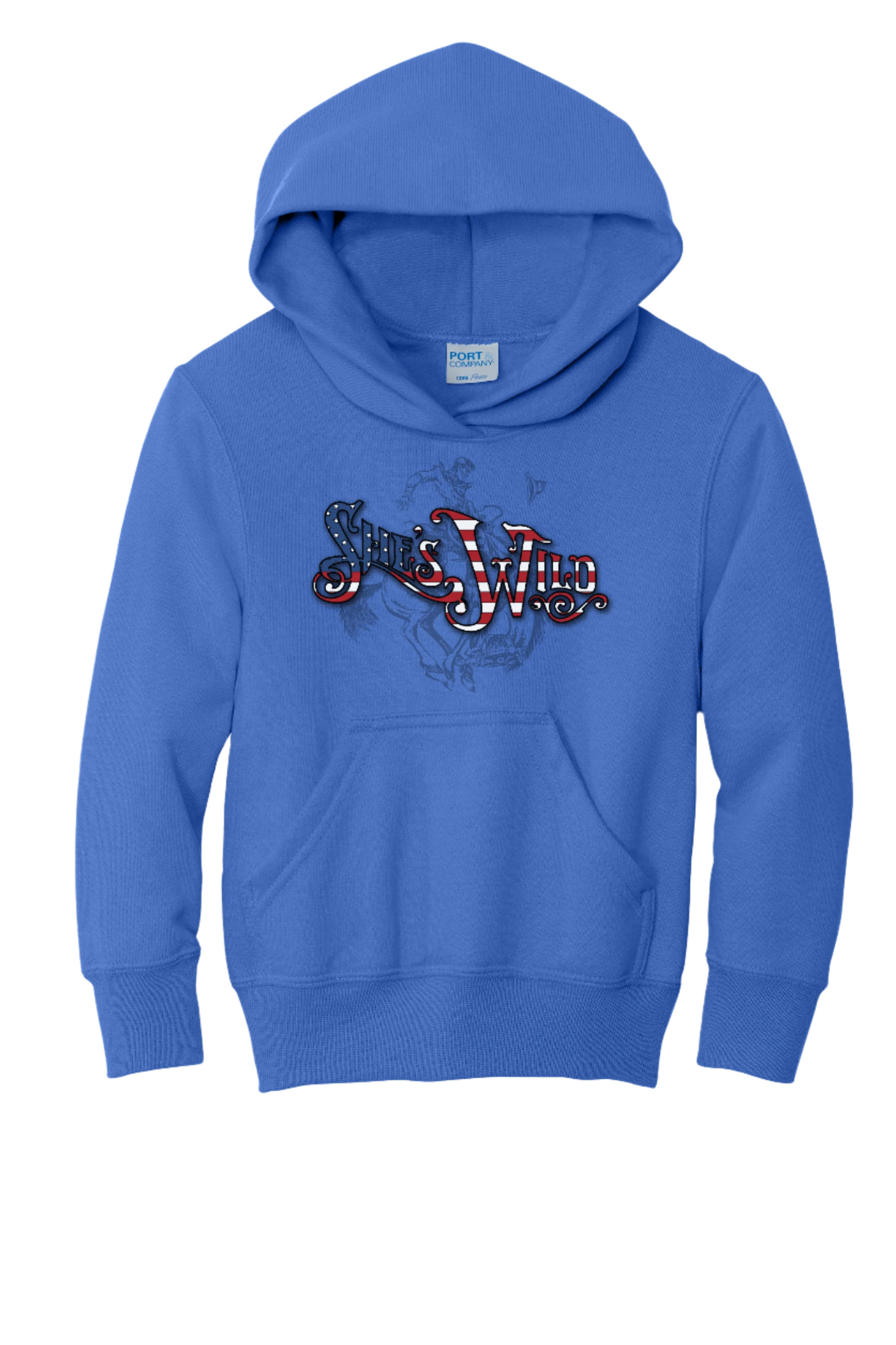 Youth She's Wild Flag Text Hoodie
