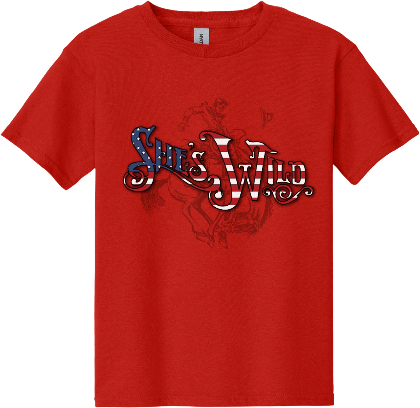 Youth She's Wild Flag Text Tee