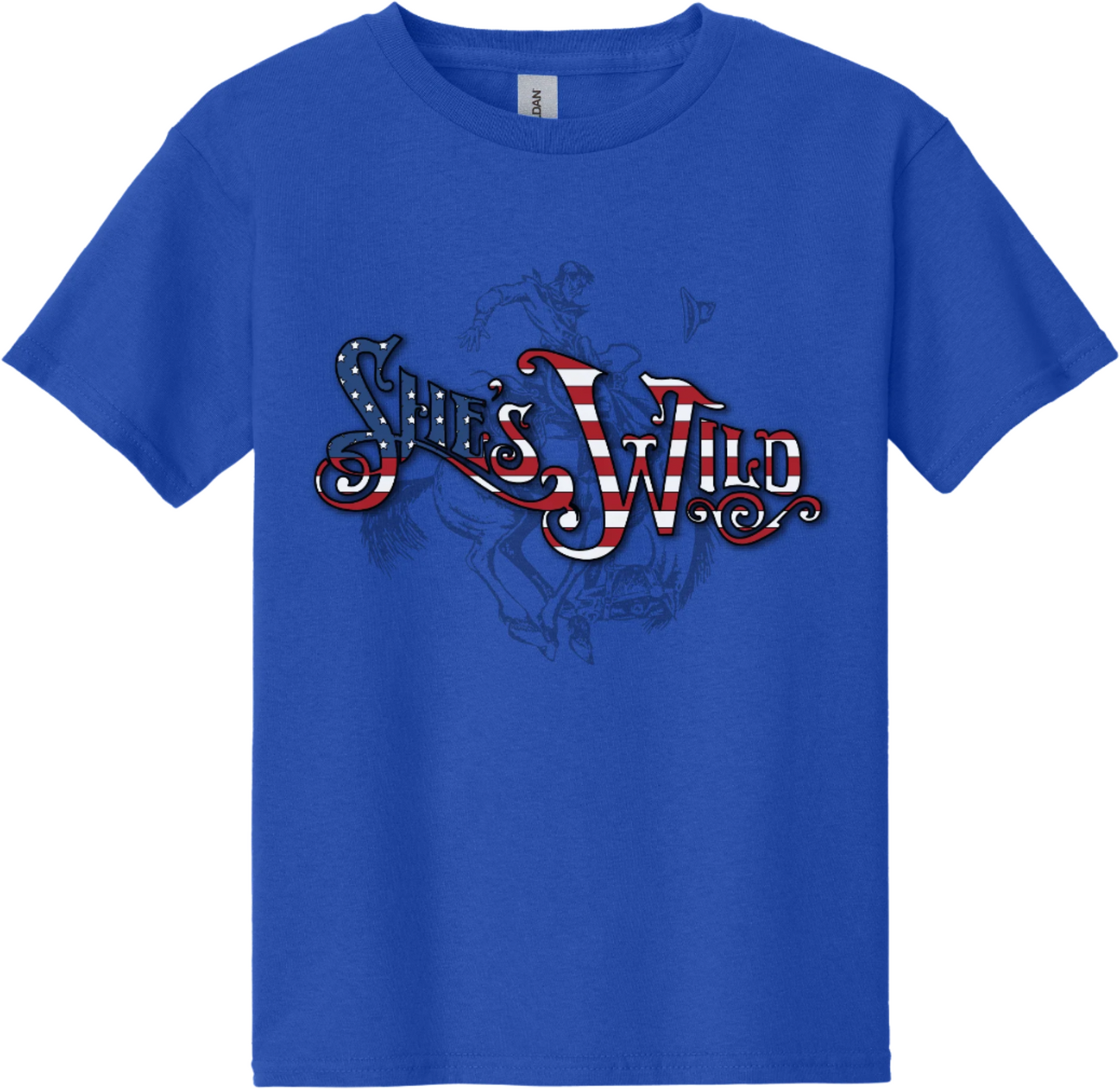 Youth She's Wild Flag Text Tee